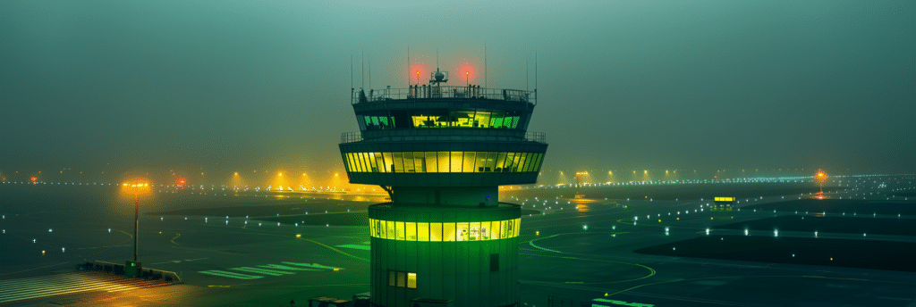 An image of an air traffic control tower meant to represent a data control tower.